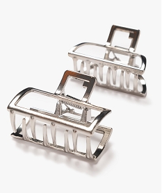 pince crabe femme en metal forme geometrique (lot de 2) argente accessoires cheveuxE999401_2