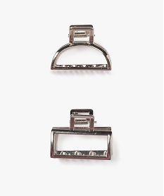 pince crabe femme en metal forme geometrique (lot de 2) argente accessoires cheveuxE999401_3