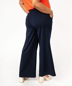 pantalon large a pinces femme grande taille bleu pantalons et jeansF003501_3