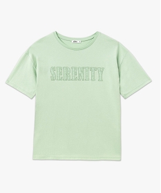 tee-shirt a manches courte avec message brode femme vert t-shirts manches courtesF003901_4