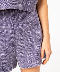 short aspect tweed avec poches sur l’avant femme violet shortsF004401_2