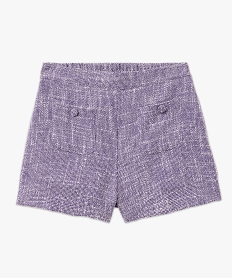 short aspect tweed avec poches sur l’avant femme violet shortsF004401_4