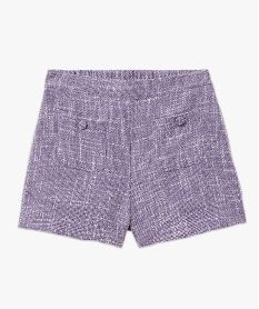 short aspect tweed avec poches sur l’avant femme violet shortsF004401_4