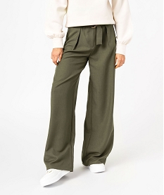 GEMO Pantalon large avec taille haute femme kaki standard