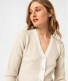 gilet court en maille scintillante femme beige giletsF020001_2