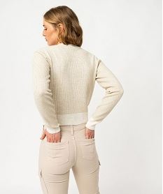 gilet court en maille scintillante femme beige giletsF020001_3