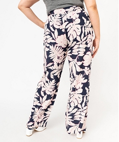 pantalon viscose large fleuri femme grande taille blanc pantalons largesF020301_3