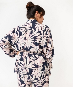 veste kimono ample en viscose fleurie femme grande taille blanc vestes et manteauxF020401_3