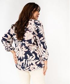 blouse manches longues en viscose fleurie femme grande taille bleu blousesF020501_3