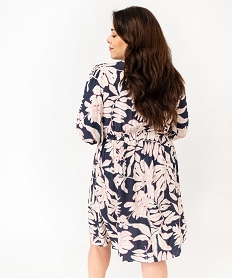 robe fleurie a manches 34 femme grande taille bleu robesF020801_3