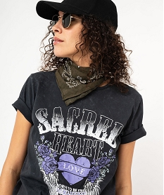 tee-shirt a manches courtes avec motif grunge femme grisF021301_4