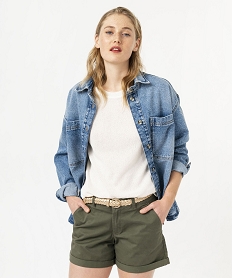 GEMO Tee-shirt à manches courtes en maille de coton femme Imprimé