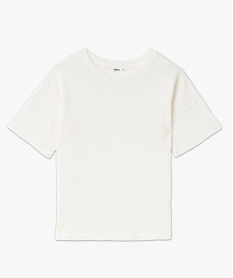 tee-shirt a manches courtes en maille de coton femme beige t-shirts manches courtesF021401_4