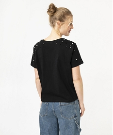 tee-shirt a manches courtes avec perles femme noir t-shirts manches courtesF021601_3