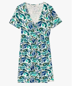 robe portefeuille a manches courtes en maille stretch imprimee femme vert robesF022201_4