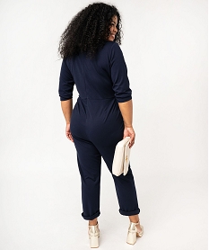 combinaison pantalon avec haut cache-coeur femme grande taille bleu combinaisons pantalonF022301_3