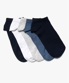 GEMO Chaussettes garçon ultra-courtes unies (lot de 5 paires) navy