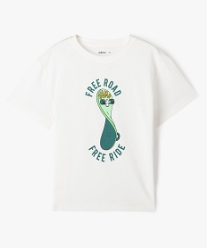 GEMO Tee-shirt à manches courtes oversize avec motif skate garçon blanc chine