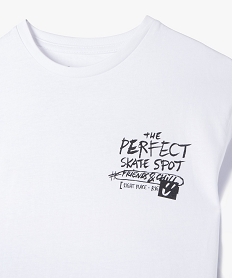tee-shirt a manches courtes coupe oversize inscription skate garcon blanc tee-shirtsF024301_2