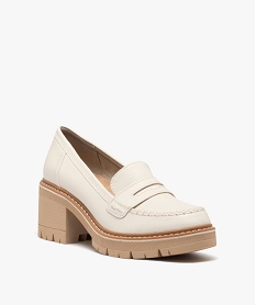 mocassins femme avec epaisse semelle crantee - 5 miles beige standard escarpins talon carreF026301_2