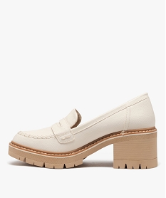 mocassins femme avec epaisse semelle crantee - 5 miles beige standard escarpins talon carreF026301_3