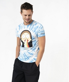 GEMO Tee-shirt manches courtes tie-and-dye à motif homme - Rick & Morty Bleu