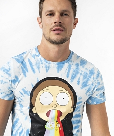 tee-shirt manches courtes tie-and-dye a motif homme - rick morty bleu tee-shirtsF026401_2