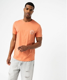 GEMO Tee-shirt manches courtes à motif homme Orange