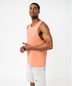 GEMO Débardeur coupe droite en coton avec broderie homme orange standard
