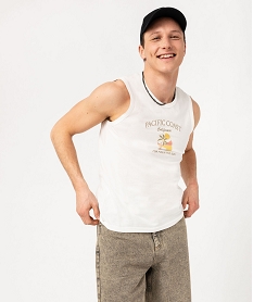 debardeur avec inscriptions brodees et motif palmier homme blanc tee-shirtsF026801_2