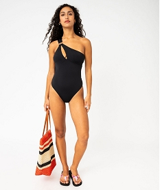 GEMO Maillot de bain 1 pièce à bretelles asymétriques et mousses amovibles femme noir standard