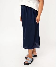 GEMO Jupe grande taille longueur midi en maille fluide femme navy