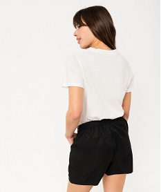 tee-shirt manches courtes en coton a message femme blanc t-shirts manches courtesF031301_3