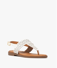 sandales femme a entre-doigts dessus a motifs ajoures blanc sandales plates et nu-piedsF031401_2