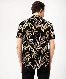 chemise manches courtes a motif feuillage en viscose homme noir chemise manches courtesF031601_3