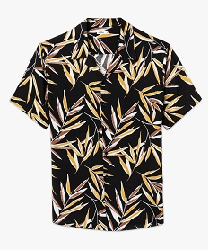 chemise manches courtes a motif feuillage en viscose homme noir chemise manches courtesF031601_4