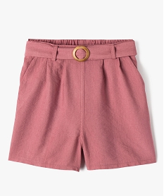 GEMO Short en viscose avec ceinture à boucle fille Rose