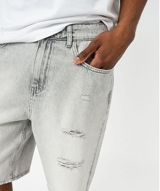 bermuda en jean aspect use coupe ample homme gris shorts en jeanF036901_2