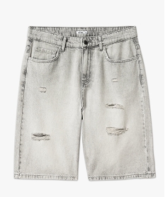 bermuda en jean aspect use coupe ample homme gris shorts en jeanF036901_4