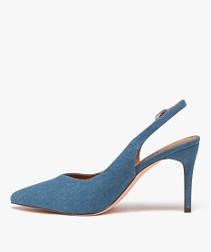 escarpins a talon aiguille et bout pointu en toile denim femme - valentina baldano bleuF039401_3