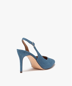 escarpins a talon aiguille et bout pointu en toile denim femme - valentina baldano bleuF039401_4