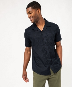 GEMO Chemise à manches courtes avec motifs ton sur ton homme noir standard