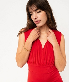 robe en maille satinee avec decollete drape femme rougeF041601_2