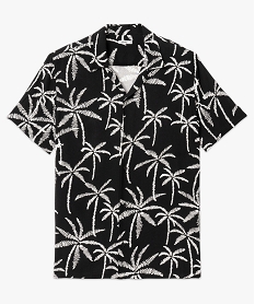 chemise manches courtes et col cubain en viscose a motif palmiers homme noir chemise manches courtesF041801_4