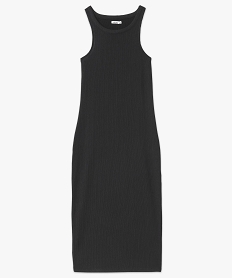 robe longue sans manches en maille gaufree femme noir robesF042301_4