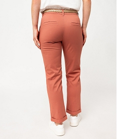 pantalon chino extensible avec ceinture femme roseF044601_3