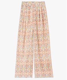 pantalon fluide a motifs fleuris femme rose pantalonsF044701_4