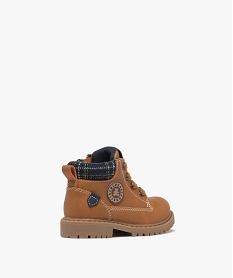 boots a lacets zip et col fantaisie bebe garcon - lulucastagnette marron standard bottes et chaussures montantesF048601_4