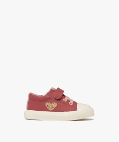 GEMO Baskets bébé fille en toile mini-coeur à scratch et à semelle épaisse rose standard