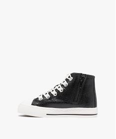 baskets montantes vernies et grainees a lacets cœurs fille noir vif basketsF049501_3